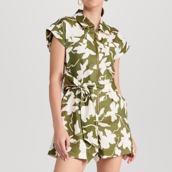 Tanya Taylor Pants - Tanya Taylor skye romper green floral